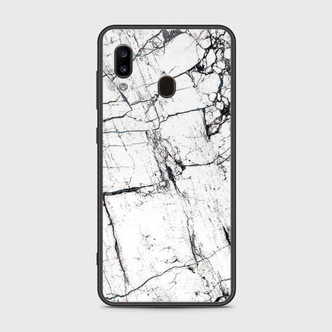 Samsung Galaxy A30 Cover - White Marble Series 2 - HQ Ultra Shine Premium Infinity Glass Soft Silicon Borders Case