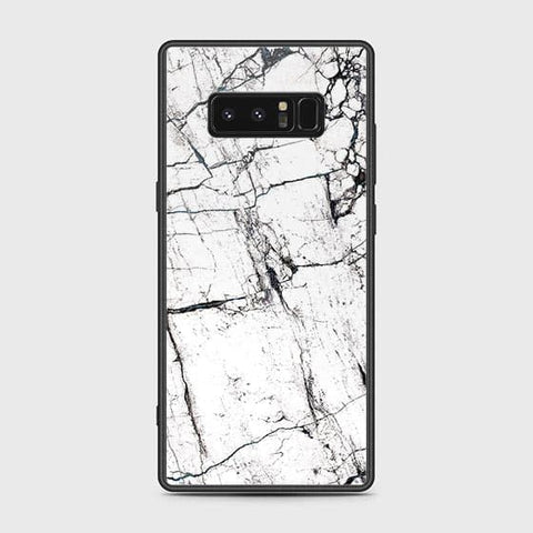 Samsung Galaxy Note 8 Cover - White Marble Series 2 - HQ Ultra Shine Premium Infinity Glass Soft Silicon Borders Case