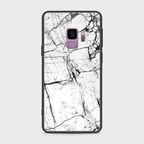 Samsung Galaxy S9 Cover - White Marble Series 2 - HQ Ultra Shine Premium Infinity Glass Soft Silicon Borders Case