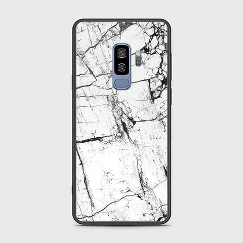 Samsung Galaxy S9 Plus Cover - White Marble Series 2 - HQ Ultra Shine Premium Infinity Glass Soft Silicon Borders Case