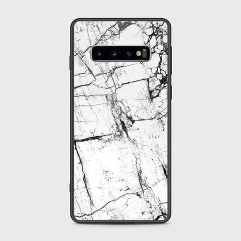 Samsung Galaxy S10 Cover - White Marble Series 2 - HQ Ultra Shine Premium Infinity Glass Soft Silicon Borders Case