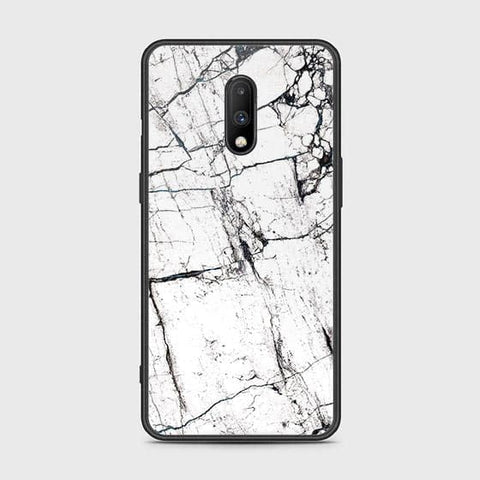 OnePlus 7 Cover - White Marble Series 2 - HQ Ultra Shine Premium Infinity Glass Soft Silicon Borders Case