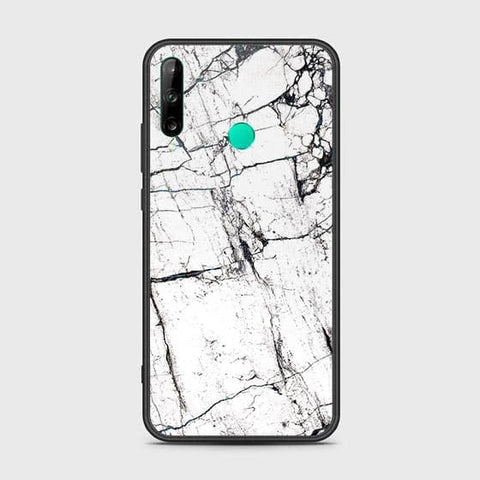 Huawei P40 lite E Cover - White Marble Series 2 - HQ Ultra Shine Premium Infinity Glass Soft Silicon Borders Case