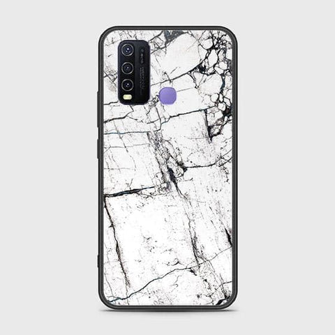 Vivo Y30 Cover - White Marble Series 2 - HQ Ultra Shine Premium Infinity Glass Soft Silicon Borders Case