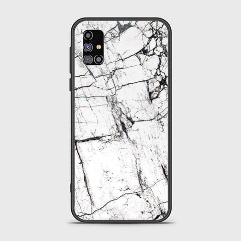 Samsung Galaxy M02s Cover - White Marble Series 2 - HQ Ultra Shine Premium Infinity Glass Soft Silicon Borders Case