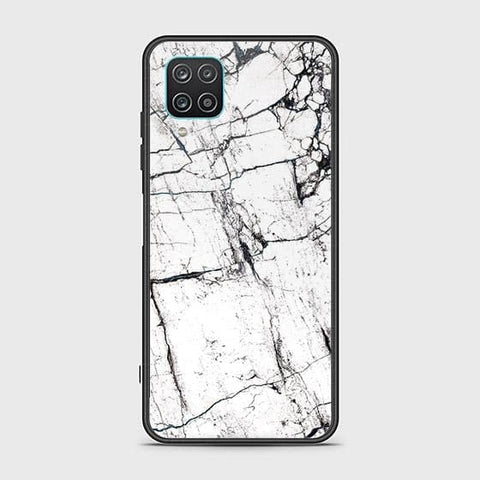 Samsung Galaxy A12 Nacho Cover - White Marble Series 2 - HQ Ultra Shine Premium Infinity Glass Soft Silicon Borders Case