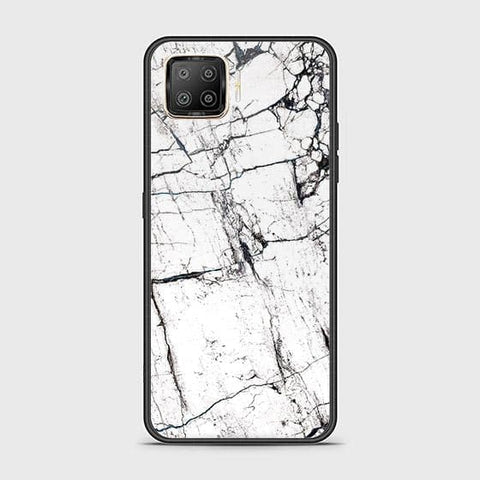 Oppo F17 Cover - White Marble Series 2 - HQ Ultra Shine Premium Infinity Glass Soft Silicon Borders Case