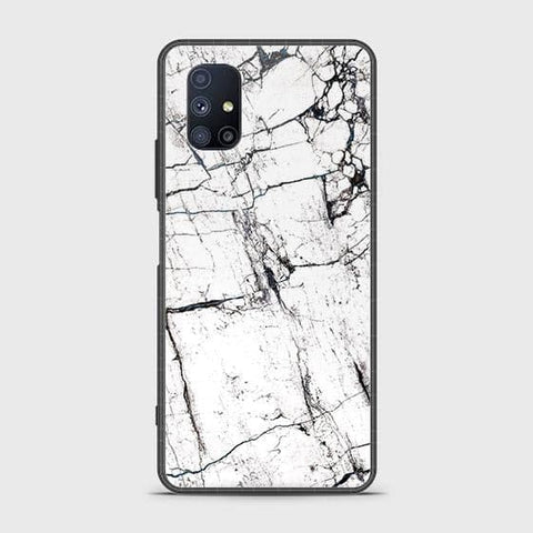 Samsung Galaxy M51 Cover - White Marble Series 2 - HQ Ultra Shine Premium Infinity Glass Soft Silicon Borders Case