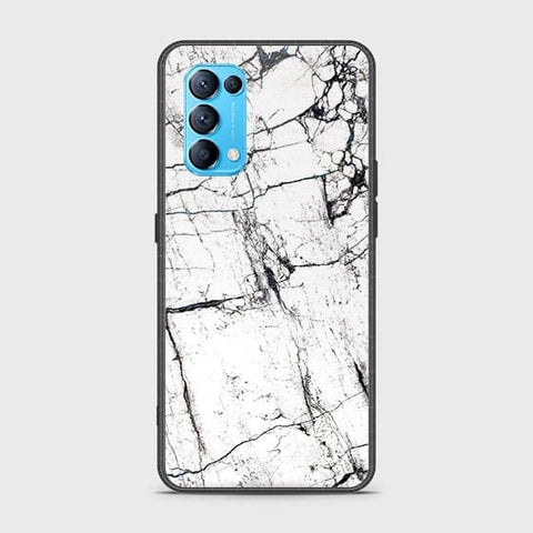 Oppo Reno 5 5G Cover - White Marble Series 2 - HQ Ultra Shine Premium Infinity Glass Soft Silicon Borders Case