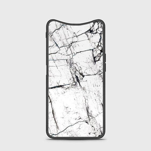 Oppo Find X Cover - White Marble Series 2 - HQ Ultra Shine Premium Infinity Glass Soft Silicon Borders Case