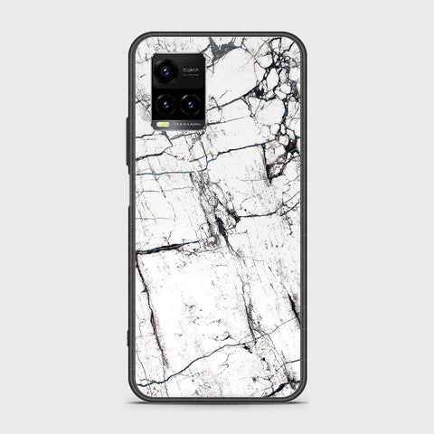 Vivo Y33T Cover - White Marble Series 2 - HQ Ultra Shine Premium Infinity Glass Soft Silicon Borders Case