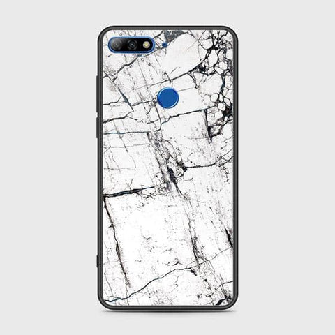 Honor 7C Cover - White Marble Series 2 - HQ Ultra Shine Premium Infinity Glass Soft Silicon Borders Case