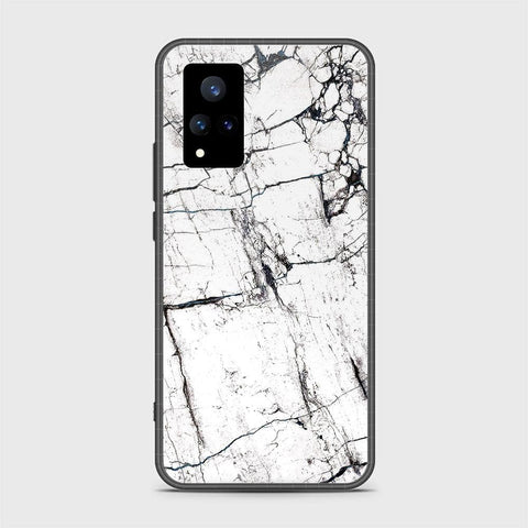 Vivo V21 Cover - White Marble Series 2 - HQ Ultra Shine Premium Infinity Glass Soft Silicon Borders Case