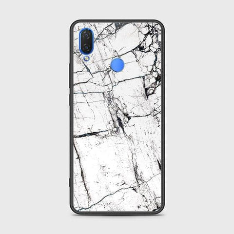 Honor 8C Cover - White Marble Series 2 - HQ Ultra Shine Premium Infinity Glass Soft Silicon Borders Case