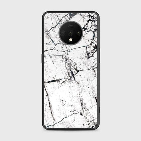 OnePlus 7T Cover - White Marble Series 2 - HQ Ultra Shine Premium Infinity Glass Soft Silicon Borders Case