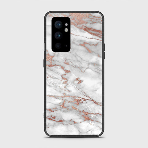 OnePlus 9RT 5G Cover- White Marble Series 2 - HQ Ultra Shine Premium Infinity Glass Soft Silicon Borders Case