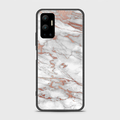 Infinix Hot 12 Cover- White Marble Series 2 - HQ Ultra Shine Premium Infinity Glass Soft Silicon Borders Case