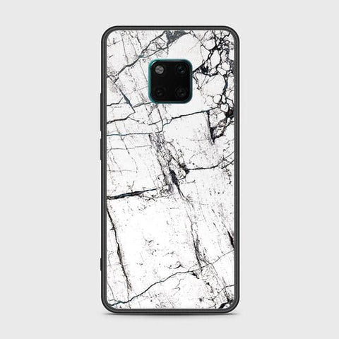 Huawei Mate 20 Pro Cover - White Marble Series 2 - HQ Ultra Shine Premium Infinity Glass Soft Silicon Borders Case