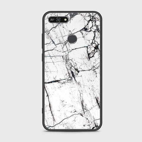 Huawei Y6 Prime 2018 Cover - White Marble Series 2 - HQ Ultra Shine Premium Infinity Glass Soft Silicon Borders Case