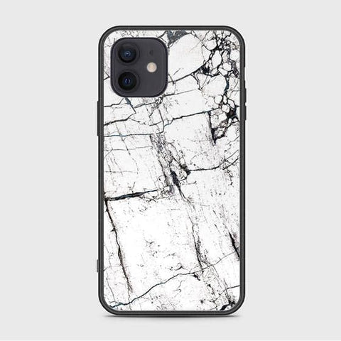 iPhone 12 Cover - White Marble Series 2 - HQ Ultra Shine Premium Infinity Glass Soft Silicon Borders Case