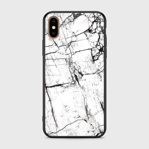 iPhone X Cover - White Marble Series 2 - HQ Ultra Shine Premium Infinity Glass Soft Silicon Borders Case