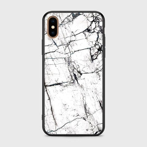 iPhone XS Max Cover - White Marble Series 2 - HQ Ultra Shine Premium Infinity Glass Soft Silicon Borders Case