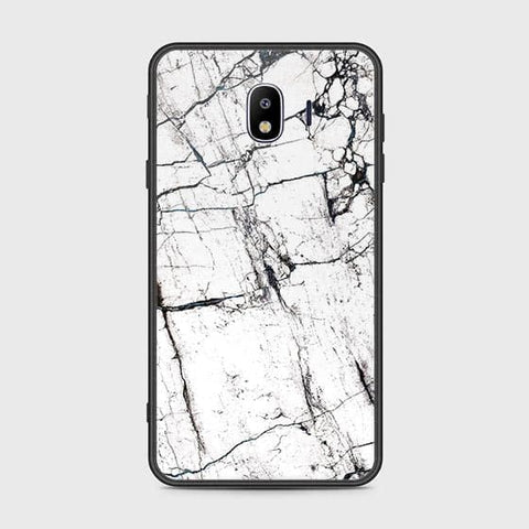 Samsung Galaxy J4 2018 Cover - White Marble Series 2 - HQ Ultra Shine Premium Infinity Glass Soft Silicon Borders Case