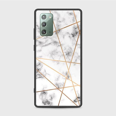 Samsung Galaxy Note 20 Cover - White Marble Series 2 - HQ Ultra Shine Premium Infinity Glass Soft Silicon Borders Case