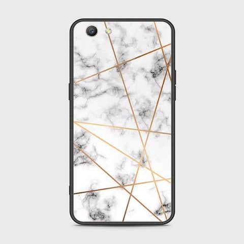 Oppo A59 Cover - White Marble Series 2 - HQ Ultra Shine Premium Infinity Glass Soft Silicon Borders Case