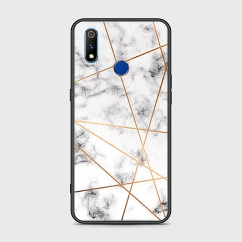 Realme 3i Cover - White Marble Series 2 - HQ Ultra Shine Premium Infinity Glass Soft Silicon Borders Case