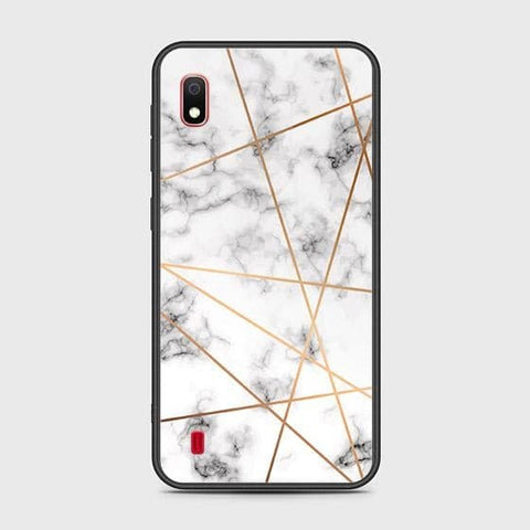 Samsung Galaxy A10 Cover - White Marble Series 2 - HQ Ultra Shine Premium Infinity Glass Soft Silicon Borders Case