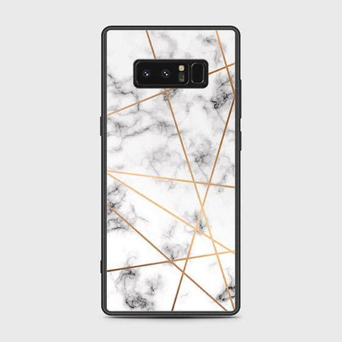 Samsung Galaxy Note 8 Cover - White Marble Series 2 - HQ Ultra Shine Premium Infinity Glass Soft Silicon Borders Case