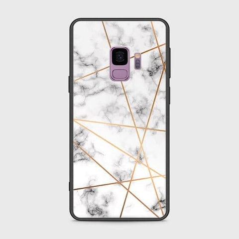 Samsung Galaxy S9 Cover - White Marble Series 2 - HQ Ultra Shine Premium Infinity Glass Soft Silicon Borders Case