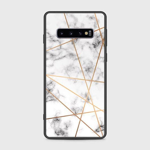 Samsung Galaxy S10 Cover - White Marble Series 2 - HQ Ultra Shine Premium Infinity Glass Soft Silicon Borders Case