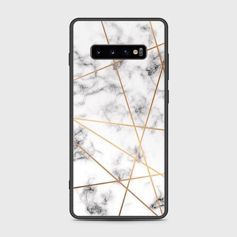 Samsung Galaxy S10 Plus Cover - White Marble Series 2 - HQ Ultra Shine Premium Infinity Glass Soft Silicon Borders Case