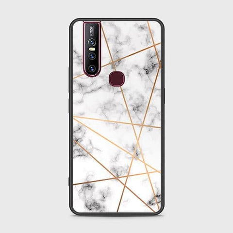 Vivo V15 Cover - White Marble Series 2 - HQ Ultra Shine Premium Infinity Glass Soft Silicon Borders Case