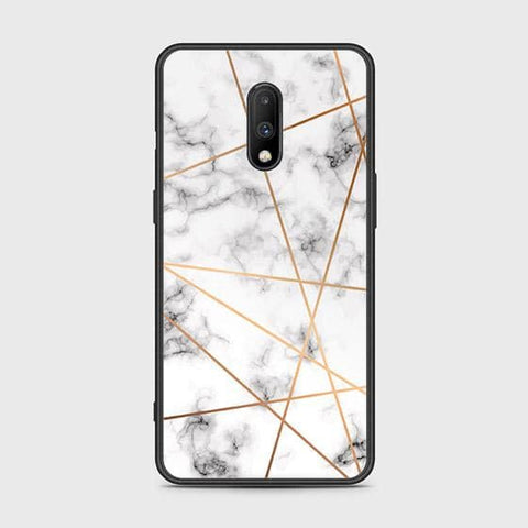 OnePlus 7 Cover - White Marble Series 2 - HQ Ultra Shine Premium Infinity Glass Soft Silicon Borders Case