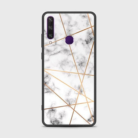 Huawei Y6p Cover - White Marble Series 2 - HQ Ultra Shine Premium Infinity Glass Soft Silicon Borders Case