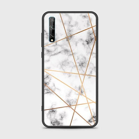 Huawei P Smart S Cover - White Marble Series 2 - HQ Ultra Shine Premium Infinity Glass Soft Silicon Borders Case