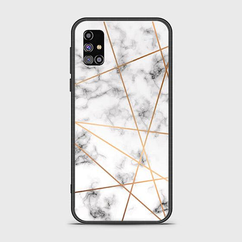 Samsung Galaxy M02s Cover - White Marble Series 2 - HQ Ultra Shine Premium Infinity Glass Soft Silicon Borders Case