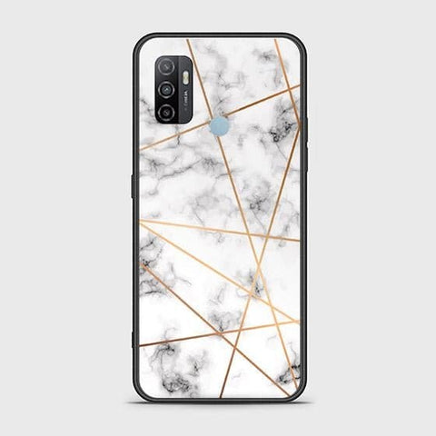 Oppo A53 Cover - White Marble Series 2 - HQ Ultra Shine Premium Infinity Glass Soft Silicon Borders Case