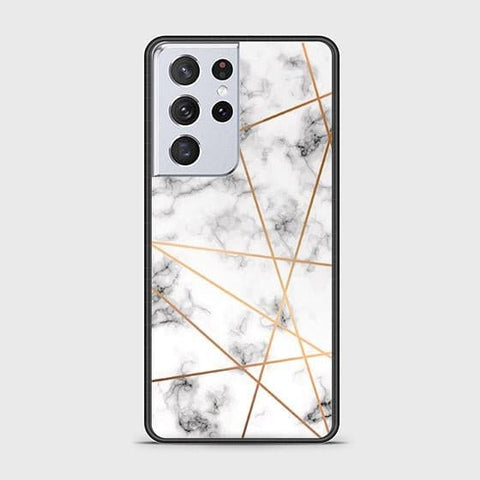 Samsung Galaxy S21 Ultra 5G Cover - White Marble Series 2 - HQ Ultra Shine Premium Infinity Glass Soft Silicon Borders Case