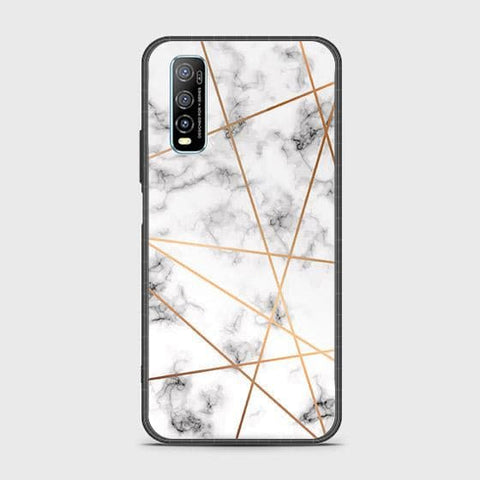 Vivo Y70s Cover - White Marble Series 2 - HQ Ultra Shine Premium Infinity Glass Soft Silicon Borders Case