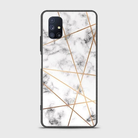 Samsung Galaxy M51 Cover - White Marble Series 2 - HQ Ultra Shine Premium Infinity Glass Soft Silicon Borders Case