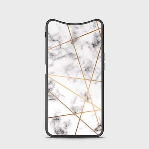 Oppo Find X Cover - White Marble Series 2 - HQ Ultra Shine Premium Infinity Glass Soft Silicon Borders Case