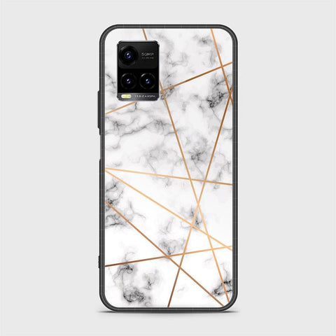 Vivo Y33T Cover - White Marble Series 2 - HQ Ultra Shine Premium Infinity Glass Soft Silicon Borders Case