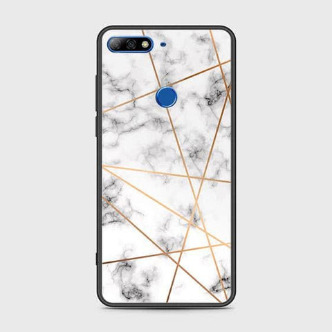 Honor 7C Cover - White Marble Series 2 - HQ Ultra Shine Premium Infinity Glass Soft Silicon Borders Case