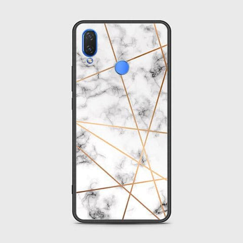 Honor 8C Cover - White Marble Series 2 - HQ Ultra Shine Premium Infinity Glass Soft Silicon Borders Case