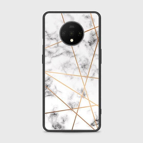 OnePlus 7T Cover - White Marble Series 2 - HQ Ultra Shine Premium Infinity Glass Soft Silicon Borders Case