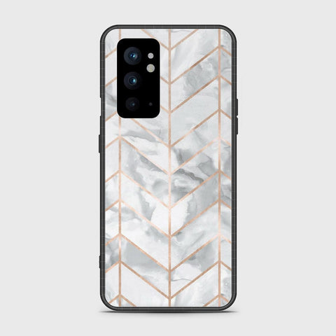 OnePlus 9RT 5G Cover- White Marble Series 2 - HQ Ultra Shine Premium Infinity Glass Soft Silicon Borders Case